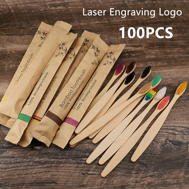 Bamboo Toothbrush Set - 50 / 100 Pcs Customized Laser