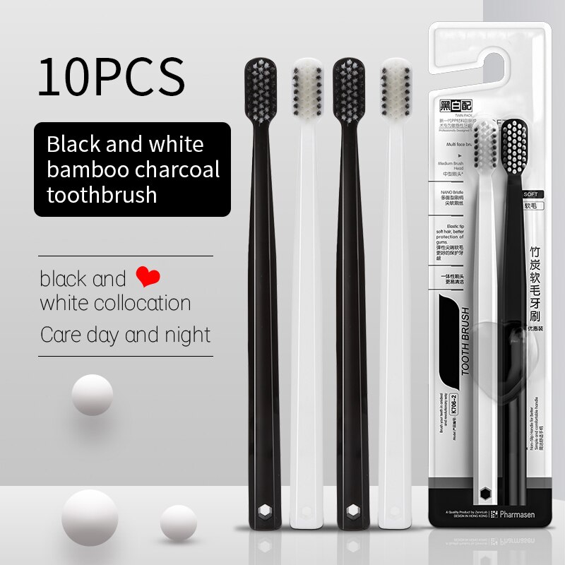 10PC Bamboo Charcoal Brush Sil - Bamboo Toothbrush Set avis et prix