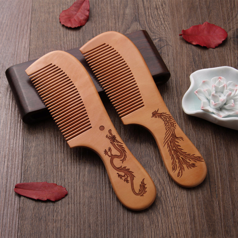 Natural Peach Wood Hair Comb C - Bamboo Toothbrush Set avis et prix