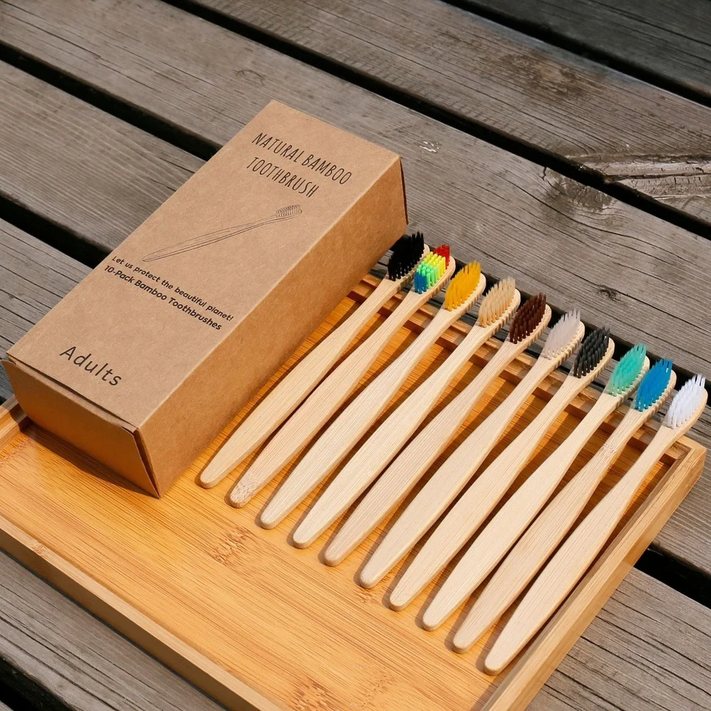 10PCS Colorful Toothbrush Natu - Bamboo Toothbrush Set avis et prix