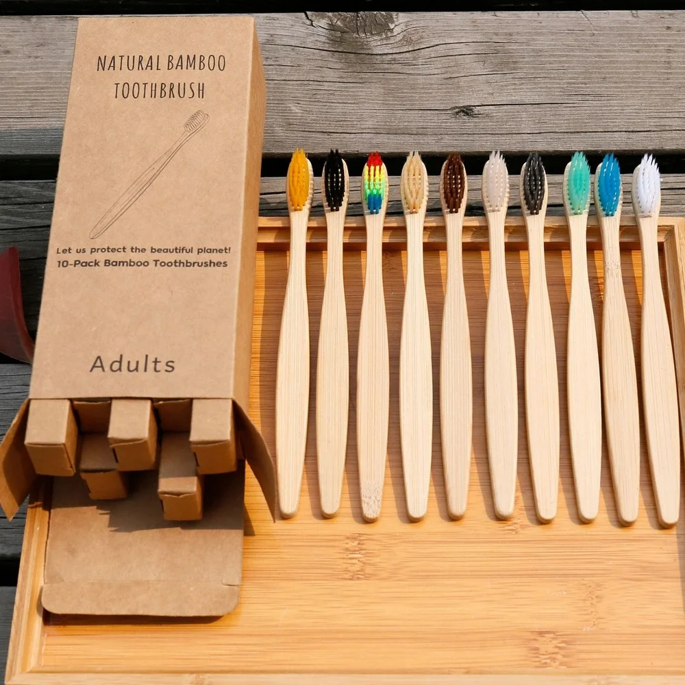 10PCS Colorful Toothbrush Natu - Bamboo Toothbrush Set avis et prix