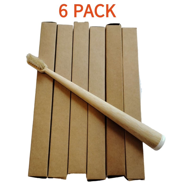 6 Pack Boar Bristle & Bamboo T - Bamboo Toothbrush Set avis et prix