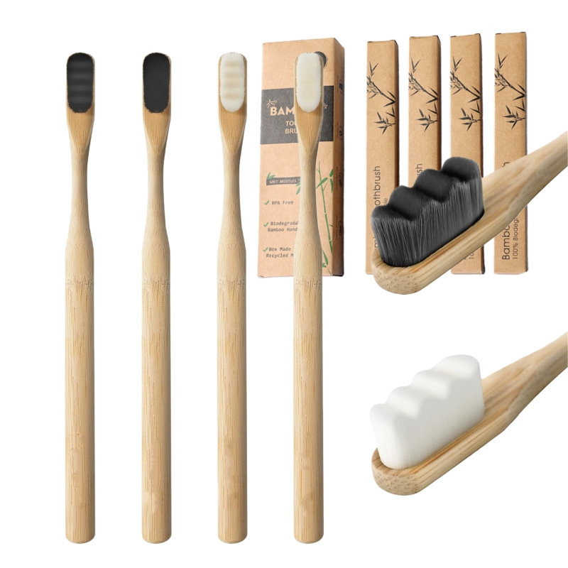 4 Pcs Micro-Nano Bamboo Toothb - Bamboo Toothbrush Set avis et prix