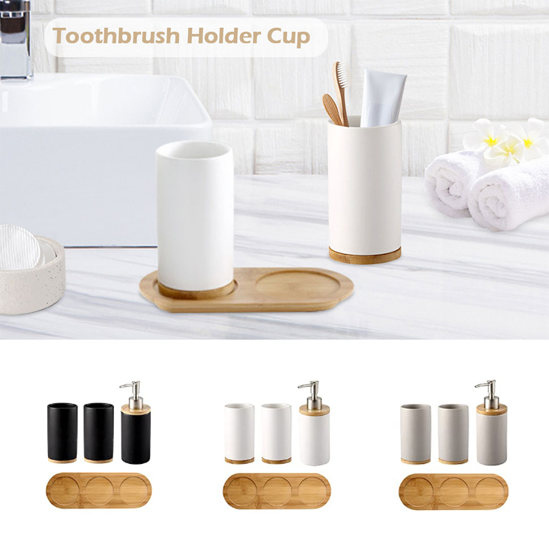 Ceramic Bathroom Set Fine Cera - Bamboo Toothbrush Set avis et prix