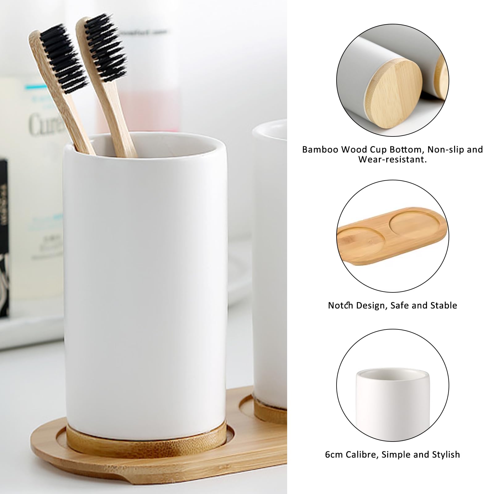 Ceramic Bathroom Set Fine Cera - Bamboo Toothbrush Set avis et prix