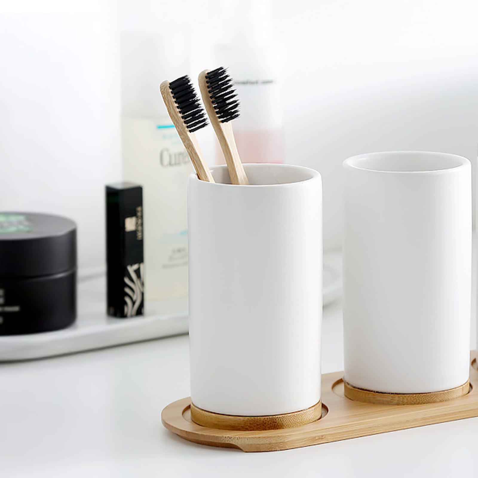 Ceramic Bathroom Set Fine Cera - Bamboo Toothbrush Set avis et prix